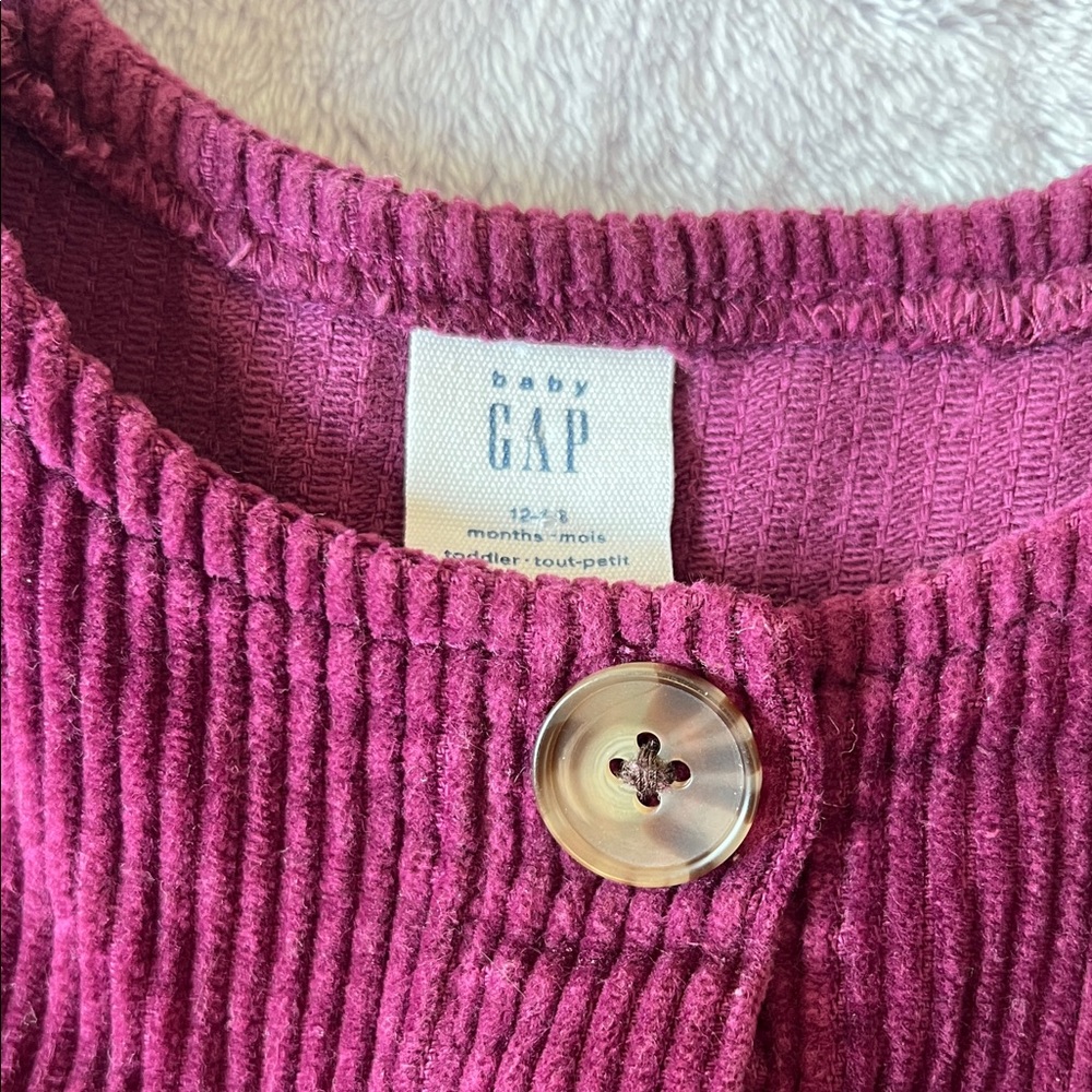 GAP Kids Maroon Corduroy Button-Down dress - Picture 3 of 6